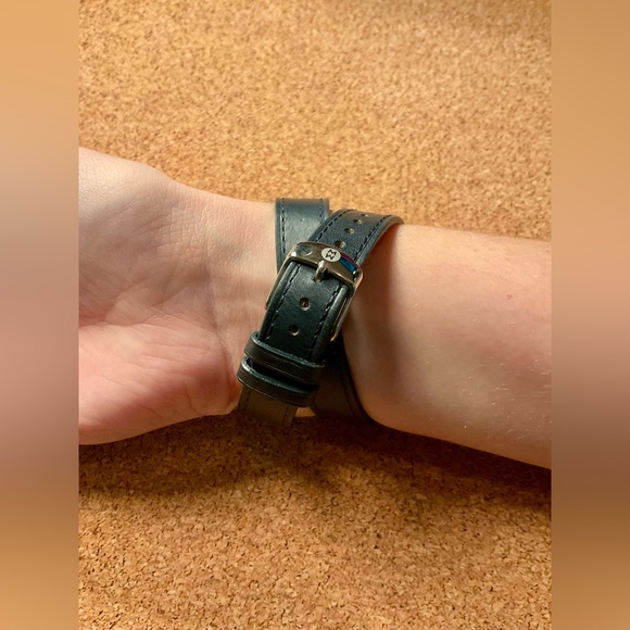 Michele size 18 double wrap deep teal Leather Watch Band - Picture 2 of 6